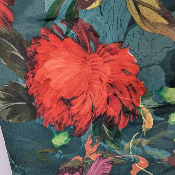 NWT Maeve Mona Silky Maxi Shirt Dress | L Petite | Teal Floral Multicolor Spring - Picture 11 of 15